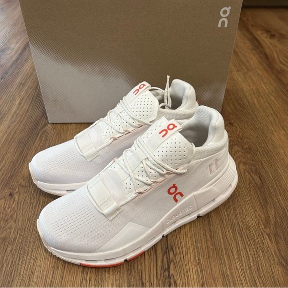 ON CLOUDNOVA white flame running athletic training lace up shoes sz 8.5 new - Picture 2 of 8